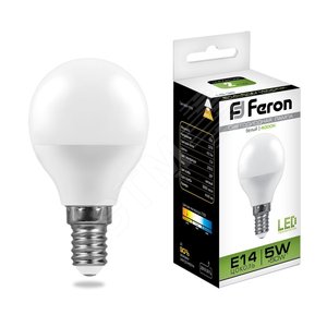 Лампа светодиодная LED 5вт Е14 белый шар