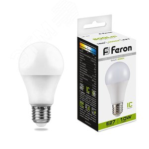 Лампа светодиодная LED 10вт Е27 белый FERON