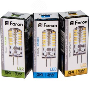 Лампа светодиодная LED 3вт 12в G4 теплый капсульная LB-422 48LED FERON - 4