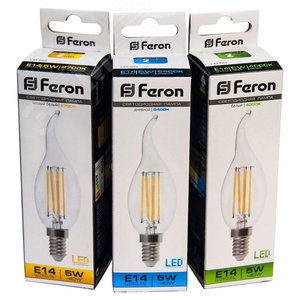 Лампа светодиодная LED 5вт Е14 белый свеча на ветру FILAMENT LB-59 FERON - 3