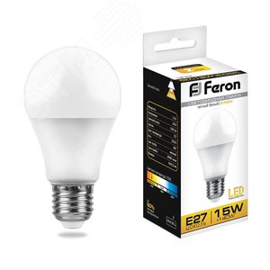 Лампа светодиодная LED 15вт Е27 теплый LB-94 FERON - 2