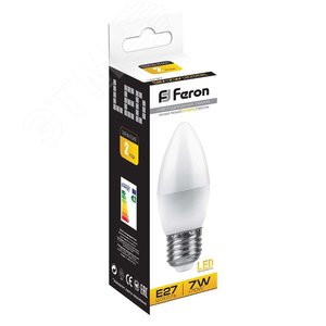 Лампа светодиодная LED 7вт E27 теплый матовая свеча LB-97 FERON - 3