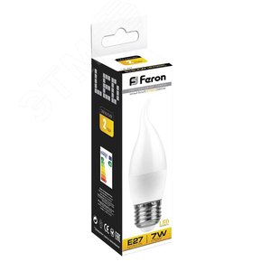 Лампа светодиодная LED 7вт Е27 теплый матовая свеча на ветру LB-97 FERON - 3