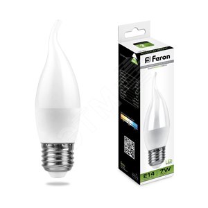 Лампа светодиодная LED 7вт Е27 белый матовая свеча на ветру
