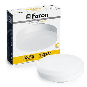 Лампа светодиодная LED 12вт GX53 теплый таблетка LB-453 FERON