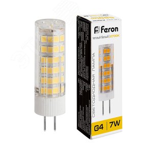 Лампа светодиодная LED 7вт 230в G4 теплый капсульная - фото 1