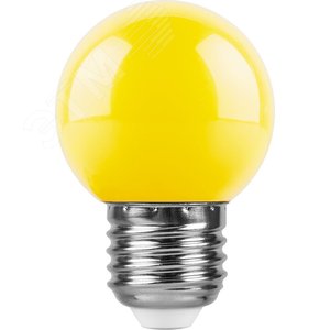 Лампа светодиодная LED 1вт Е27 желтый (шар) LB-37 FERON - 2