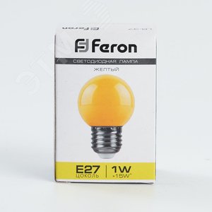 Лампа светодиодная LED 1вт Е27 желтый (шар) LB-37 FERON - 4