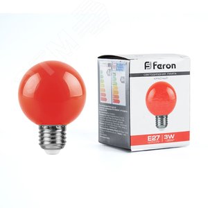 Лампа светодиодная LED 3вт Е27 красный шар G60