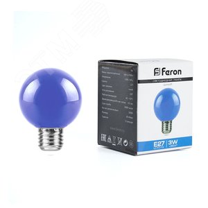 Лампа светодиодная LED 3вт Е27 синий шар G60