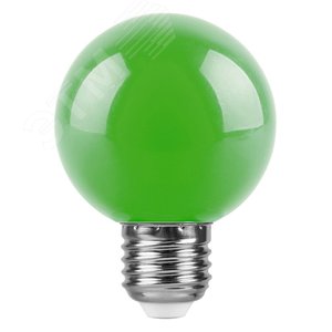 Лампа светодиодная LED 3вт Е27 зеленый шар G60 LB-371 FERON - 2