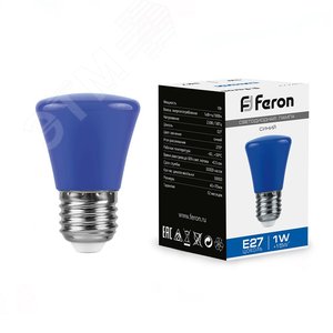 Лампа светодиодная LED 1вт Е27 синий колокольчик LB-372 FERON