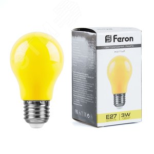 Лампа светодиодная LED 3вт Е27 желтый шар