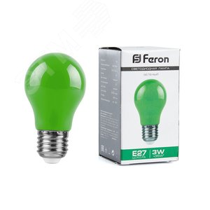 Лампа светодиодная LED 3вт Е27 зеленый шар