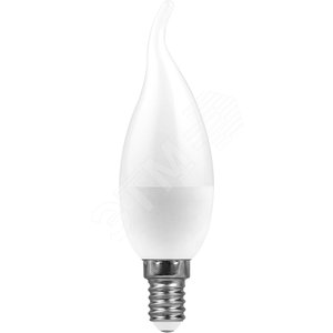 Лампа светодиодная LED 11вт Е14 теплый матовая свеча на ветру
