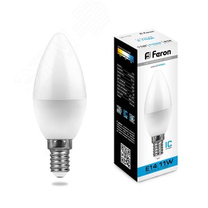 Лампа светодиодная LED 11вт E14 дневной матовая свеча - фото 1