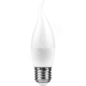 Лампа светодиодная LED 11вт Е27 белый матовая свеча на ветру
