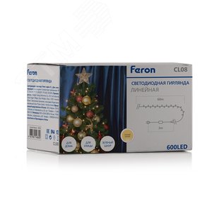 Гирлянда линейная 600 LED 2700K 60 м+3 м зеленый шнур - фото 4