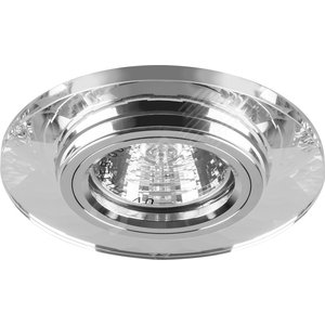 Светильник ИВО-50w 230в G5.3 со светодиодной подсветкой 3w 6400К серебро с серебрянным стеклом