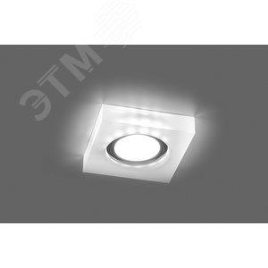 Светильник ИВО-50w G5.3 со светодиодной подсветкой 4000К квадратный белый матовый хром - фото 2