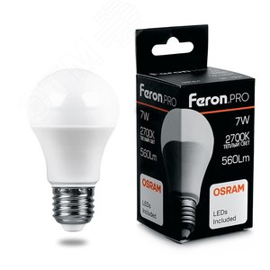 Лампа светодиодная LED 7вт Е27 теплый Feron.PRO