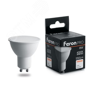 Лампа светодиодная LED 8вт 230в GU10 белый Feron.PRO