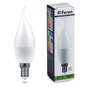 Лампа светодиодная LED 13вт Е14 белый матовая свеча на ветру LB-970 FERON - 2