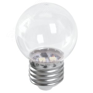 Лампа светодиодная LED 1вт Е27 прозрачный 6400К шар LB-37 FERON - 2
