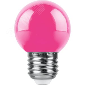 Лампа светодиодная LED 1вт Е27 розовый шар LB-37 FERON - 2