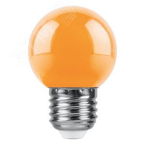 Лампа светодиодная LED 1вт Е27 оранжевый шар LB-37 FERON - 2