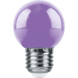 Лампа светодиодная LED 1вт Е27 фиолетовый шар LB-37 FERON - 2