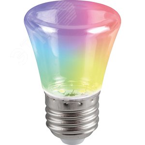 Лампа светодиодная LED 1вт Е27 прозрачный RGB быстрая смена цвета колокольчик LB-372 FERON - 3