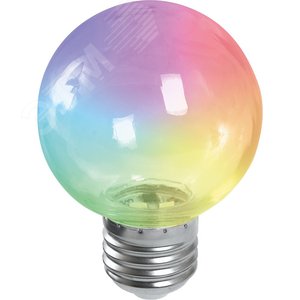 Лампа светодиодная LED 3вт Е27 прозрачный RGB плавная смена цвета шар G60 - фото 2