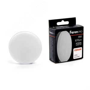 Лампа светодиодная LED 8вт GX53 белый таблетка Feron.PRO