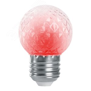 Лампа светодиодная LED 1вт Е27 строб красный шар - фото 2