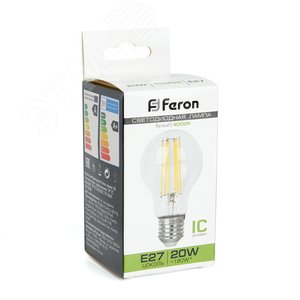 Лампа светодиодная LED 20вт Е27 белый FILAMENT LB-620 FERON - 2