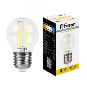 Лампа светодиодная LED 15вт Е27 теплый шар FILAMENT