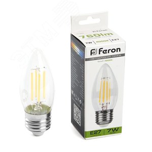 Лампа светодиодная LED 7вт Е27 белый свеча FILAMENT - фото 1