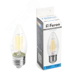 Лампа светодиодная LED 7вт Е27 дневной свеча FILAMENT - фото 1