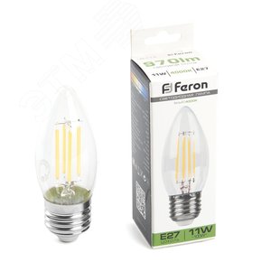 Лампа светодиодная LED 11вт Е27 белый свеча FILAMENT - фото 1