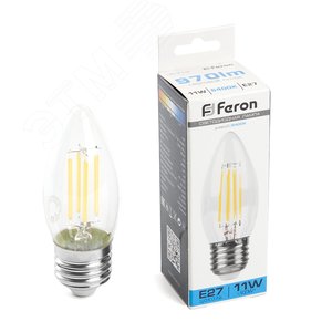 Лампа светодиодная LED 11вт Е27 дневной свеча FILAMENT - фото 1