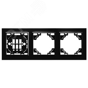 Рамка трехместная горизонтальная, серия Эрна, черный Stekker