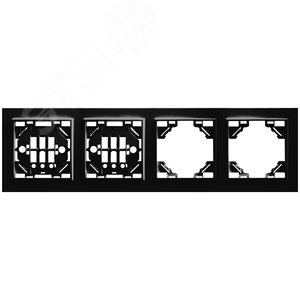 Рамка четырехместная горизонтальная, серия Эрна, черный Stekker