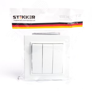 Выключатель трехклавишный, серия Эрна, белый Stekker PSW10-9007-01 39922 FERON - 7