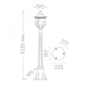 Светильник НТУ-60w столб Е27 IP44 коричневый - фото 6