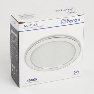 Светильник светодиодный ДВО-5w 4500К,400Лм,бел.Feron AL1527 FERON - 6