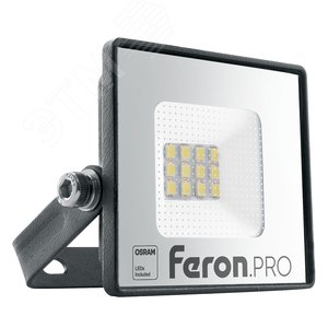 Прожектор светодиодный ДО-10w 6400К 900Лм IP65 черный Feron.PRO