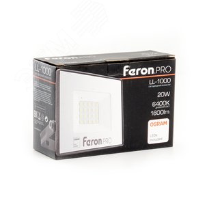 Прожектор светодиодный ДО-20w 6400К 1600Лм IP65 черный Feron.PRO LL-1000 FERON - 4