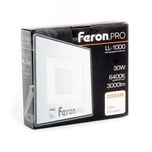 Прожектор светодиодный ДО-30w 6400К 3000Лм IP65 черный Feron.PRO LL-1000 FERON - 4