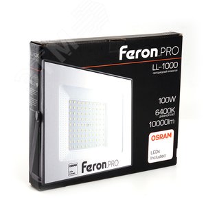 Прожектор светодиодный ДО-100w 6400К 10000Лм IP65 черный Feron.PRO LL-1000 FERON - 4